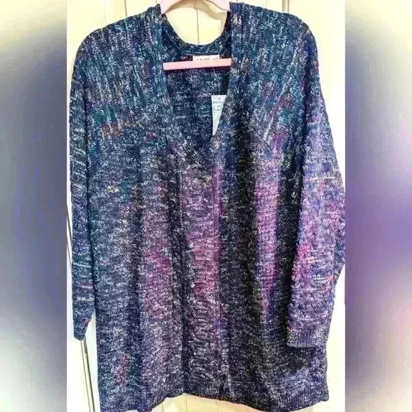 Retrology Multi Colored V-Neck Fall Cozy Pullover Sweater size 2X - Picture 1 of 11